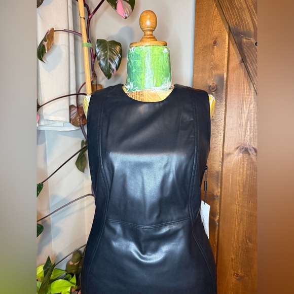 Calvin Klein Black Faux Leather Midi Dress - Picture 3 of 5